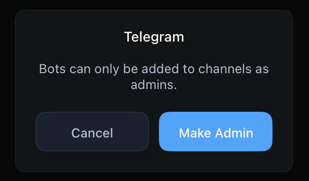 make admin pop-up when adding the bot