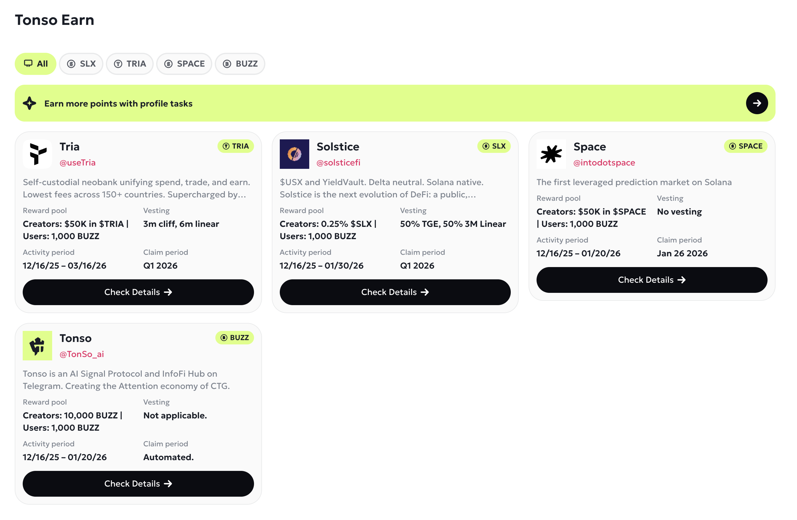 tonso earn campaigns